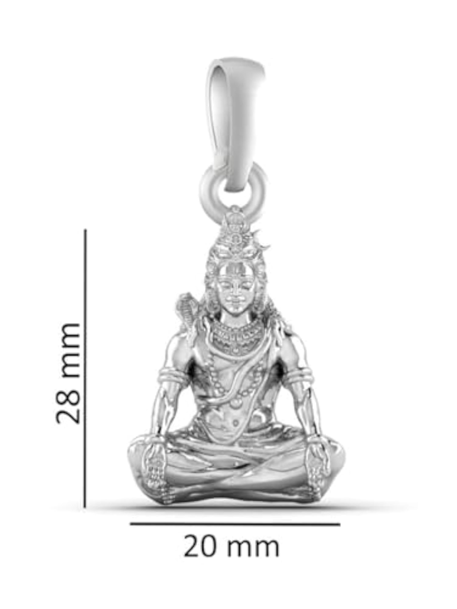 Men's Sterling Silver God Shiva Pendant, 92.5% Purity