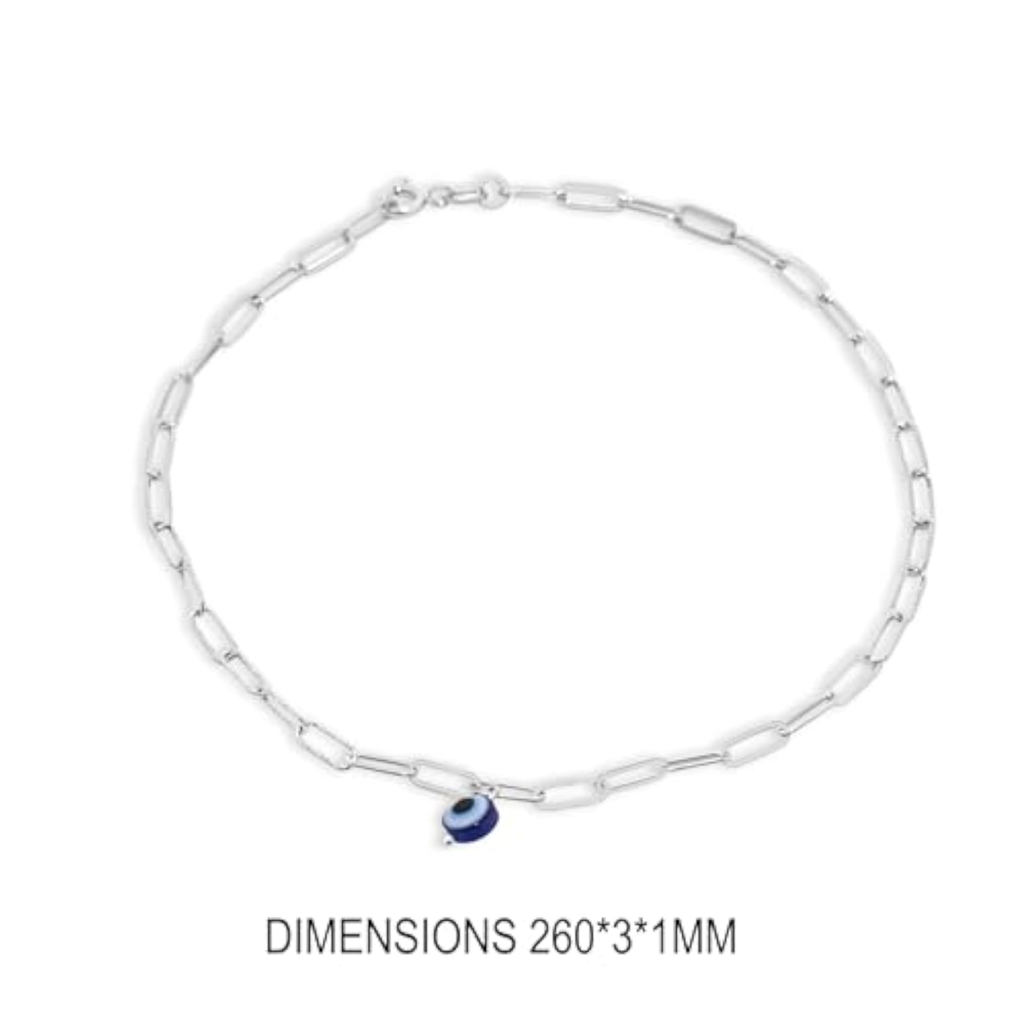 925 Silver Anklet with Evil Eye Ball for Party