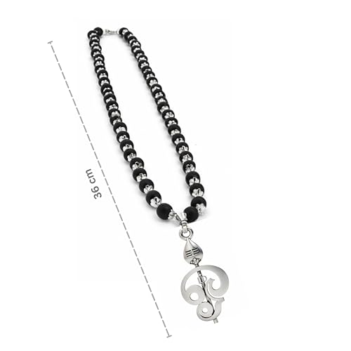Image of Karungali Malai 8mm Certified with Divine Lord Murugan Om Vel Pendant Silver Plated Original | 54 Beads Authentic Black Ebony Wood Mala with German Silver Cap for Men & Women | Spiritual Protection, Energy Balance & Daily Pooja Wear - 1 Piece
