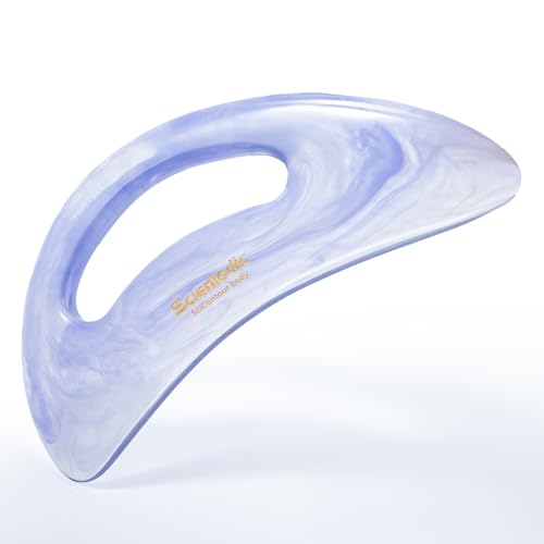 Image of Scienlodic Gua Sha Massage Tool with Handle (Resin) Larger Guasha Body Scraping Tool for Back Legs Neck Massage, Lymphatic Drainage, Cellulite Remove - Large Baby Blue