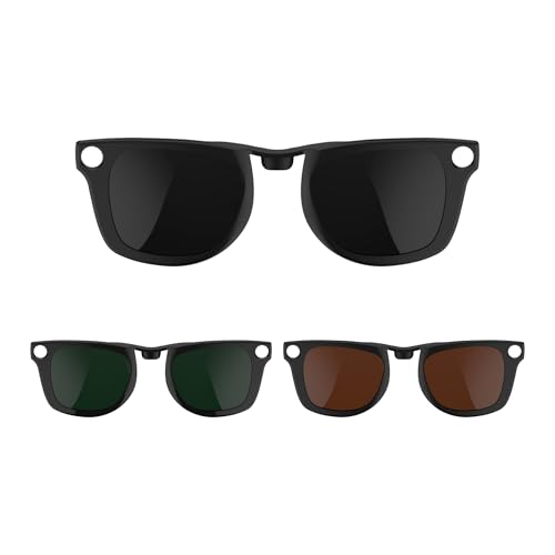 HiBloks Polarisierte Brille Clip für Ray Ban Meta Wayfarer (RW4008 Größe L 53-22), Sonnenbrillen Aufsatz Clip On für Brille für Ray-Ban Smart Glasses im Freien/Fahren/Radfahren, Grün, Schwarz, Braun