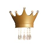 Aplique de pared con forma de corona de princesa y gotas de cristal, lámpara de mesita de noche de resina para la habitación de niñas, bonita lámpara con temática real, acabado en rosa/azul/dorado, co