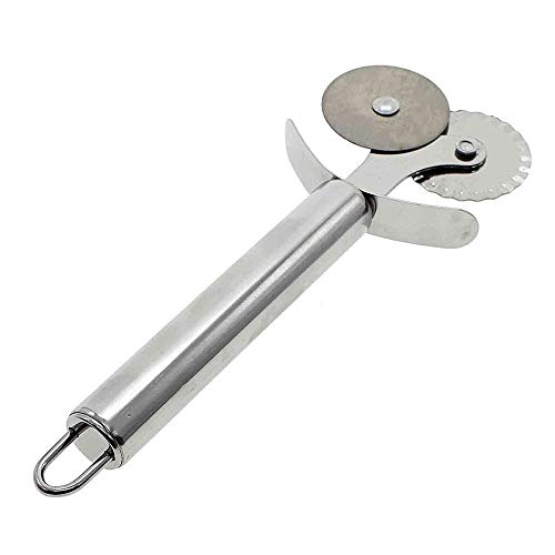 Stainless Steel Double Head Wheel Knife Pizza Cutter Cake Food Cutter Hobbing Trimmer