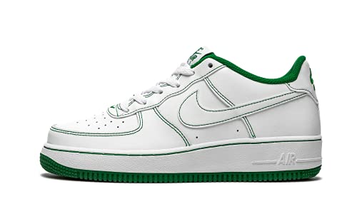 Nike Air Force 1 (GS), niedrige Turnschuhe für Kinder und Jugendliche, Weiß Weiß Weiß Kiefer Grün, 36 EU