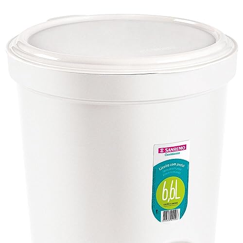 Lixeira Redonda com Pedal Sanremo Branco Plástico