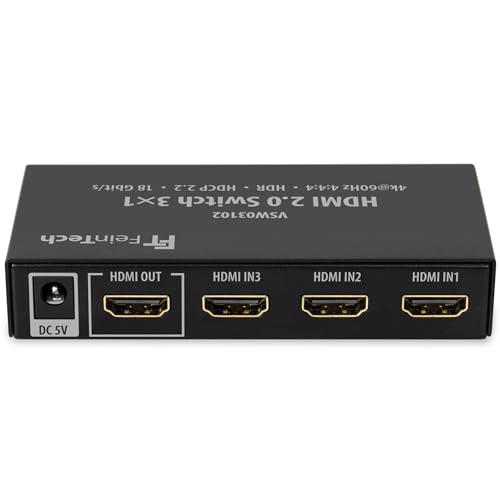 FeinTech VSW03102 HDMI Switch 3 in 1 Out | 4K 60Hz | Auto-Switching