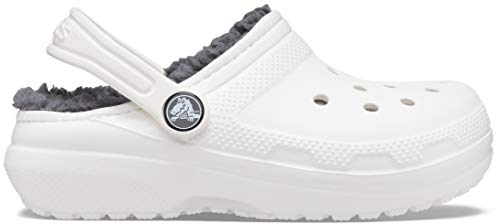 Image of Crocs Kids' Classic Lined Clog | Kids' Slippers, White /Grey, 8 Toddler