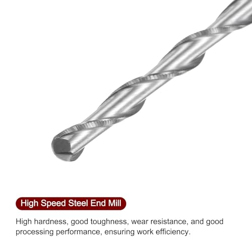 Image of HARFINGTON Ball Nose End Mill 4mm Diameter 42mm Cutting Length 4mm Shank High Speed Steel 2 Flutes Spiral Upcut CNC Router Bits