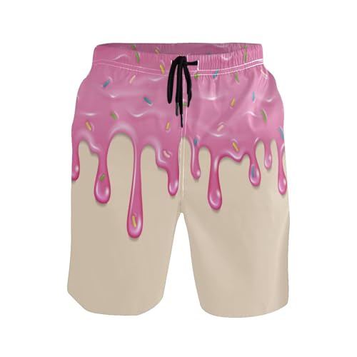 Dripping Delicious Doughnut Men's Boy's Novelty Beach Shorts Swim Trunks Summer Quick Dry Bathing Suits S