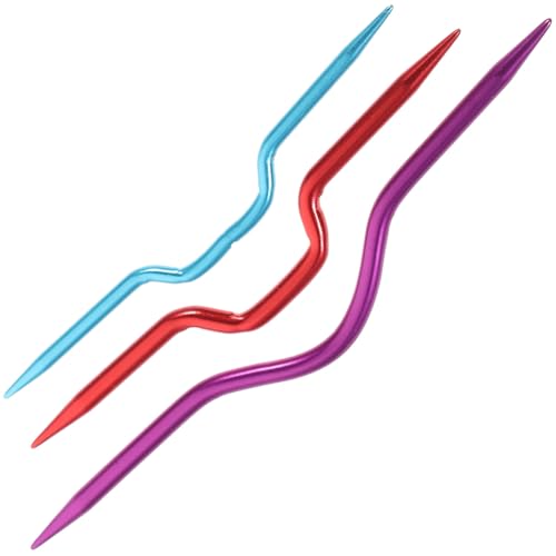 Zerodeko 3 Piezas Herramienta de Aluminio para Tejer Agujas Torcidas y Curvadas, Fácil de Manejar y Cómoda, Adecuado para Principiantes y Manualidades de Punto Color Aleatorio