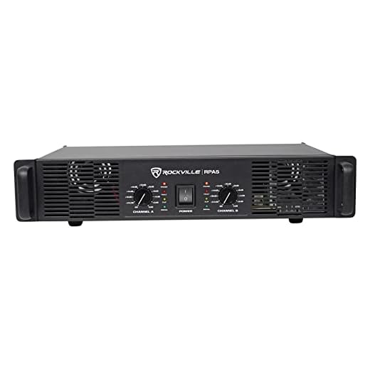 Rockville RPA5 2-Channel Power Amplifier, 200W RMS @ 4 Ohm, 1000W Peak, Stereo/Mono Switch, Built-in Crossover, for DJs, Live Sound, and Pro Audio