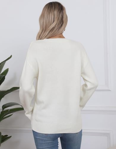 Image of Women's American Flag Sweater Long Sleeve Pullover Crew Neck Knit Tops