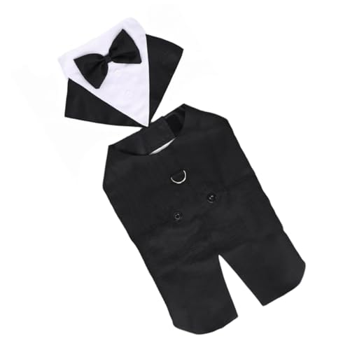 Traje de esmoquin para perro con pajarita, talla M formal miniatura 6