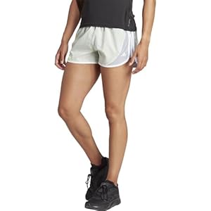 adidas Women’s Own The Run Colorblock Shorts Casual, Linen Green/Green Spark/Halo Silver, L 2 inch