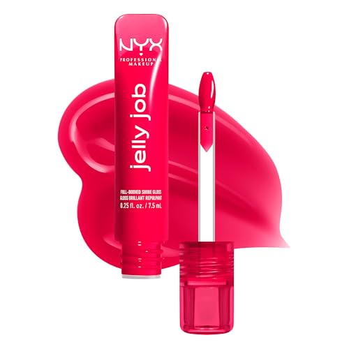 NYX PROFESSIONAL MAKEUP Jelly Job Lip Gloss, Lip Tint Gloss with Full-Bodied, Smoothing, and Hyper-Glossy Shine - Cherry Jelly (Red)