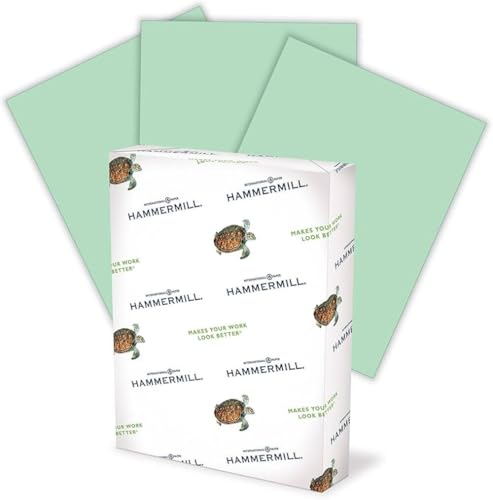 Hammermill Colored Paper, 20 lb Green Printer Paper, 8.5 x 11-1 Ream (500 Sheets) - Made in the USA, Pastel Paper, 103366R