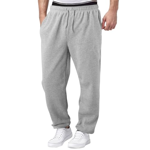 Baggy Sweatpants Men Big and Tall Wide Leg Sweatpants with Pockets Drawstring Fleece Joggers Soft Cotton Lounge Pants3