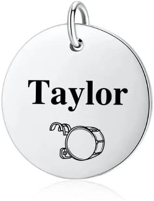 Miniatura 2 de Base Drum Charm, Personalized Engraved Stainless Steel Base Drum Name Charm, DIY, Music Gift for Musicians, Base Drum Players, Marching Band