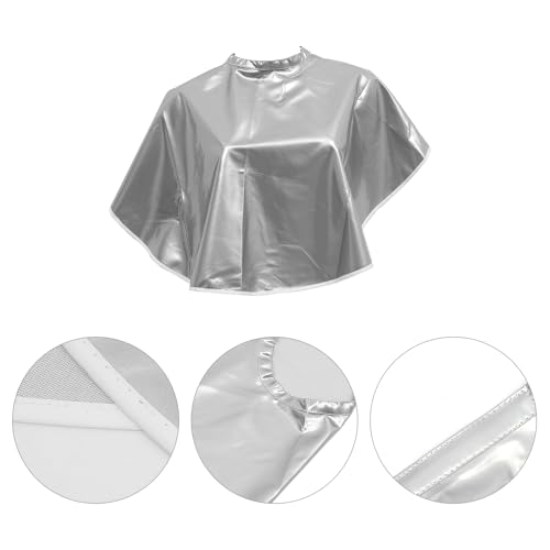 Capa de salón impermeable Healifty capa para peluquería plateada antiestática con cuello para corte de cabello, tintura y tratamiento permanente miniatura 7