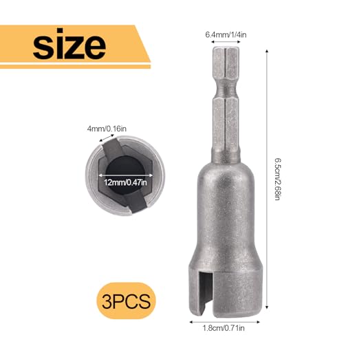 3pcs Wing Nut Drill Bit, Steel Hurricane Shutter Drill Bit Wingnut Socket Wrenches Tools Set Power Slot Wingnut Driver Bit 1/4 Inch Hex Shank for Panel Nuts C Hook Bolts Eye Screws Q-Hanger