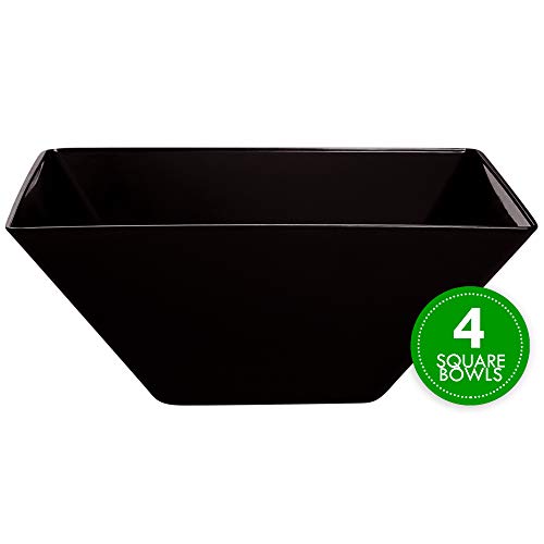 Plasticpro Disposable Square Plastic Large Black Serving Bowls Extra Heavy Duty for Party's