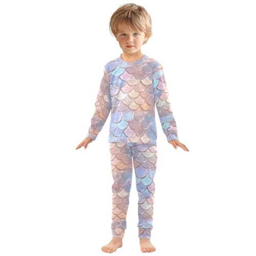 ALAZA Beautiful Mermaid Scale Pajamas Long Sleeve Sleepwear 2-Piece Pajama Set3