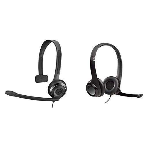 Sennheiser PC 7 USB - Mono USB Headset for PC and MAC & Logitech USB Headset H390 with Noise Cancelling Mic