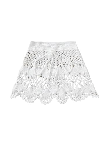 Milumia Girl's Crochet Sheer Coverup Hollow Eyelet Skirts Swim Cover Up Beachwear