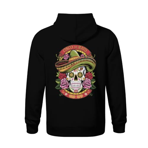 Kids Cinco de Mayo Mexican Skull Boys Girls Lightweight Kangaroo Pocket Fleece Hoodies3