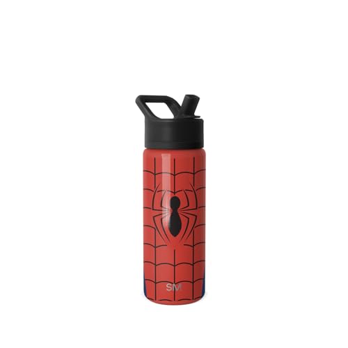 Image of Simple Modern Kids Summit Water Bottle with Straw Lid | Marvel Spider Man 18oz Stainless Steel Cup Insulated Tumbler for Boys, School | Spider Armor
