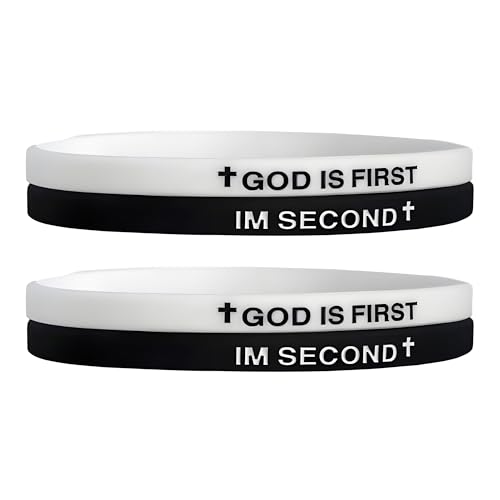 LIU JUN God Is First Bracelet, GOD IS FIRST IM SECOND Christian Rubber Bracelets Inspirational Engraved Bible Verses Cross Silicone Bracelet For Women Men Faith Gifts
