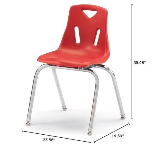 Image of Berries Jonti-Craft 8148JC1008 Stacking Chair with Chrome-Plated Legs, 18 inch Height, Red