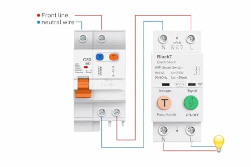 Image of Blackt Electrotech BT74EL WiFi Smart Earth Leakage Circuit Breaker | 63Amps Adjustable | Voltage & Current Protection Real-time Energy Monitoring | Remote switching and timing by App & Voice Control