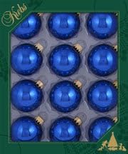Glass Christmas Tree Ornaments - 50mm / 2" [12 Pieces] Designer Balls from Christmas by Krebs - Handmade Seamless Hanging Holiday Decorations for Trees Victoria Blue