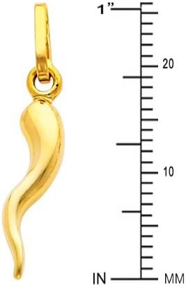 14K Yellow Gold Cornicello Italian Horn Pendant - Image 2
