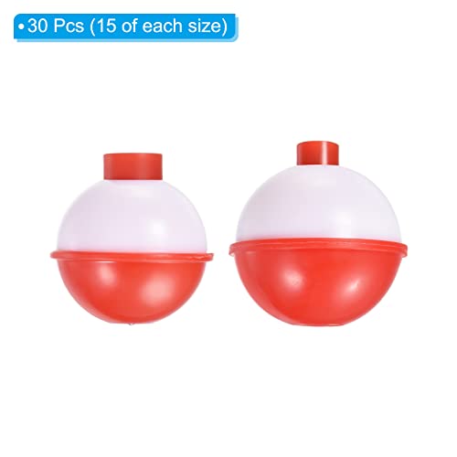 PATIKIL 1 Inch 1.5 Inch Fishing Bobber Bulk, 30 Pack Hard ABS Push Button Round Buoy Float Bobber Tackle, Red and White - Image 3