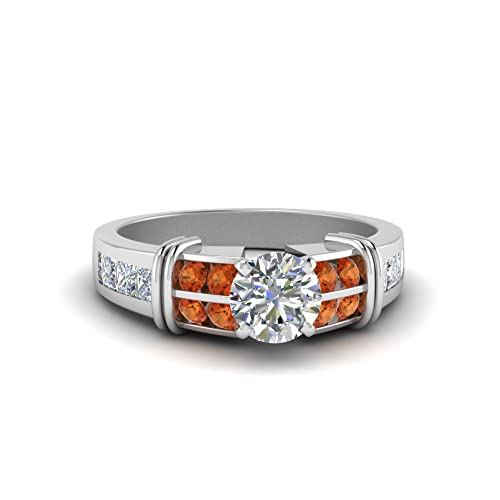 Image of 55Carat Choose Your Gemstone Channel Set Wide Diamond CZ Ring Sterling Silver Round Shape Side Stone Engagement Rings Everyday Jewelry Wedding Jewelry Handmade Gifts for Wife US Size 4 to 12