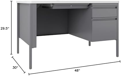 Lorell Fortress White/Platinum Steel Teachers Desk
