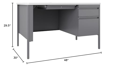 Lorell Fortress White/Platinum Steel Teachers Desk