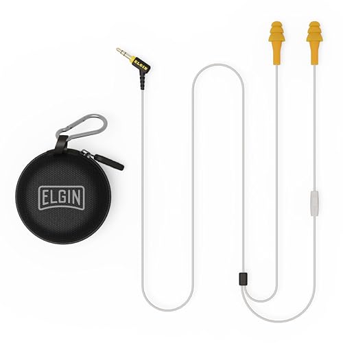Elgin Ruckus+ Earplug Earbuds with Mic, 25 dB Noise Reduction Wired Earbuds, Safety Ear Plugs Headphones, OSHA Compliant Hearing Protection for Work Construction Industrial, Sweatproof Headphones