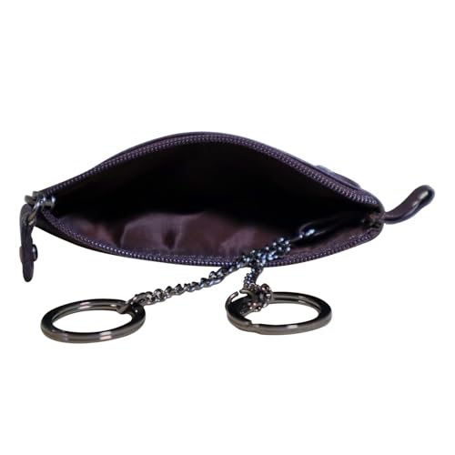 Image of CALFNERO Genuine Leather Key Case & Coin Pouch for Men & Women | Dual Zipper Key Holder with Built in Key Rings | Compact Coin Wallet & Everyday Carry Organizer