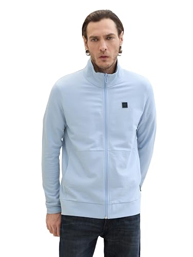 TOM TAILOR Herren Basic Langarmshirt mit Reißverschluss und Stehkragen,...