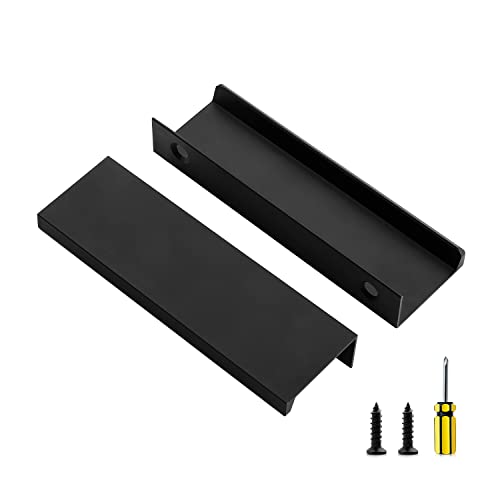 Image of Ravinte 3 Pack Finger Pulls for Cabinets 102mm /4 Length Black Edge Pulls