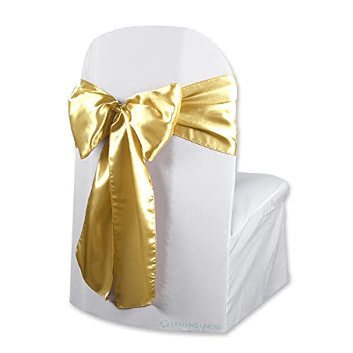 Sparkles Make It Special Leading Linens 100 pcs Satin Chair Cover Bow Sash - Gold - Wedding Party Banquet Reception - 28 Colors Available