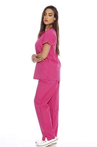 Image of Just Love Women's Medical Scrubs Set, 6-Pocket V-Neck Top & Cargo Pants, Cotton Blend Nursing Uniform