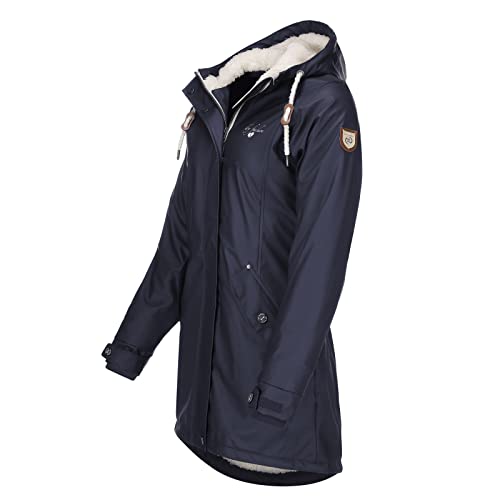 Dry Fashion Malmö Regenjas voor dames, met capuchon, lang, winddicht, waterdicht, gevoerd met teddyfleece - Image 3