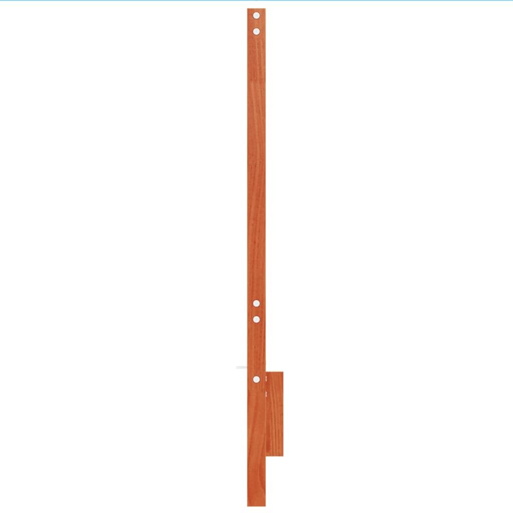 Color marrón cera, 140 cm de ancho, madera maciza de pino, diseño moderno con patas de madera estable, respaldo para colchón de 135 cm en el dormitorio