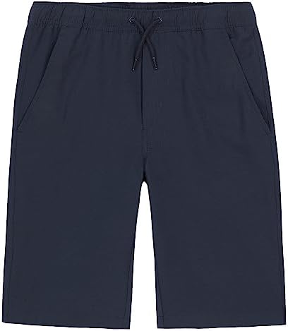 Nautica Boys School Uniform Jogger Shorts, Elastic Waistband with Drawstring Closure, Wrinkle & Fade Resistant Fabric, Lowell Navy, 18 Husky