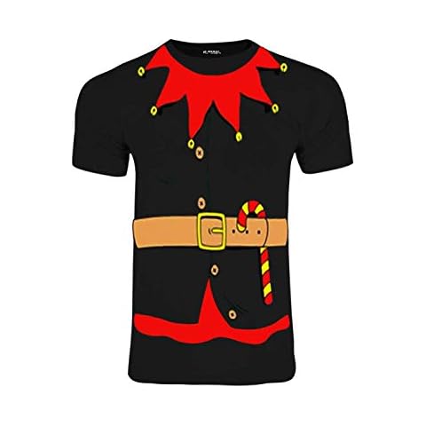 Fashion Star Mens Santa Elf Costume Belted Christmas T Shirt Santa Elf Costume Black Medium Cover