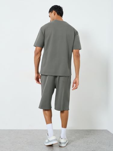 Styli Men 7023361905 Short Sleeve T-Shirt and Shorts Co-Ords M Grey